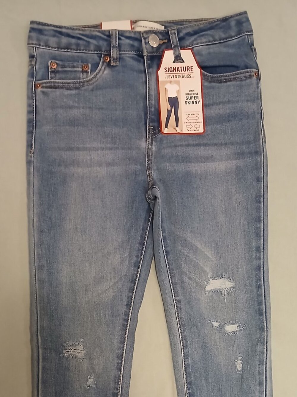 Signature by Levi Strauss Girls 8 Reg adjustable waistband